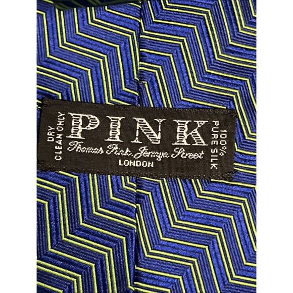 Thomas Pink Silk Green & Blue Tie - Woven in England - Picture 5 of 6